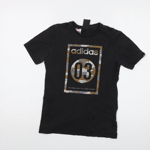 adidas Boys Grey Cotton Basic T-Shirt Size 11-12 Years Crew Neck Pullover