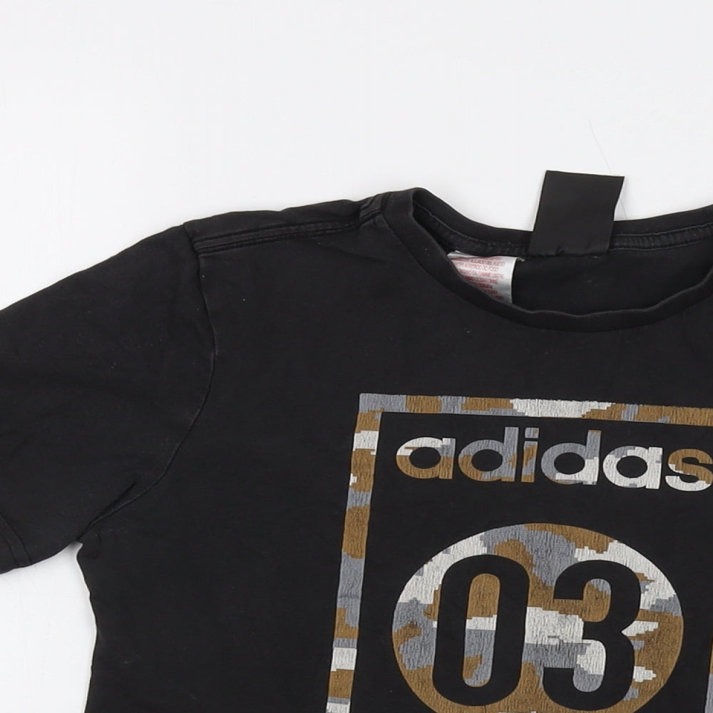 adidas Boys Grey Cotton Basic T-Shirt Size 11-12 Years Crew Neck Pullover