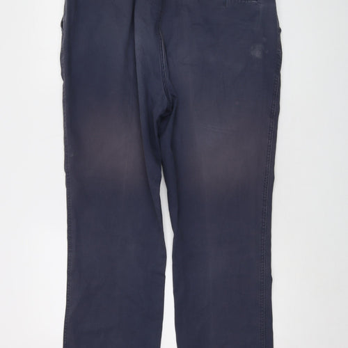 Cotton Traders Mens Blue Cotton Trousers Size 36 in L28 in Regular Button