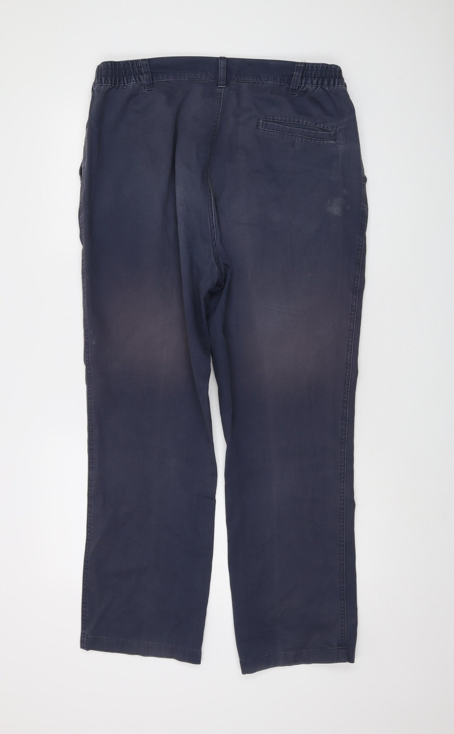 Cotton Traders Mens Blue Cotton Trousers Size 36 in L28 in Regular Button