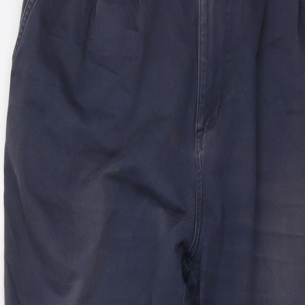 Cotton Traders Mens Blue Cotton Trousers Size 36 in L28 in Regular Button