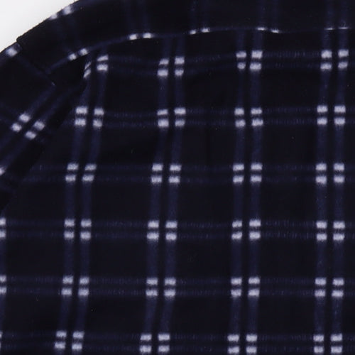 Argatta Mens Blue Plaid Polyester Button-Up Size L Collared Button