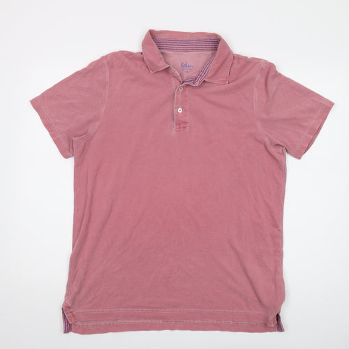 Boden Mens Pink Cotton Polo Size M Collared Button