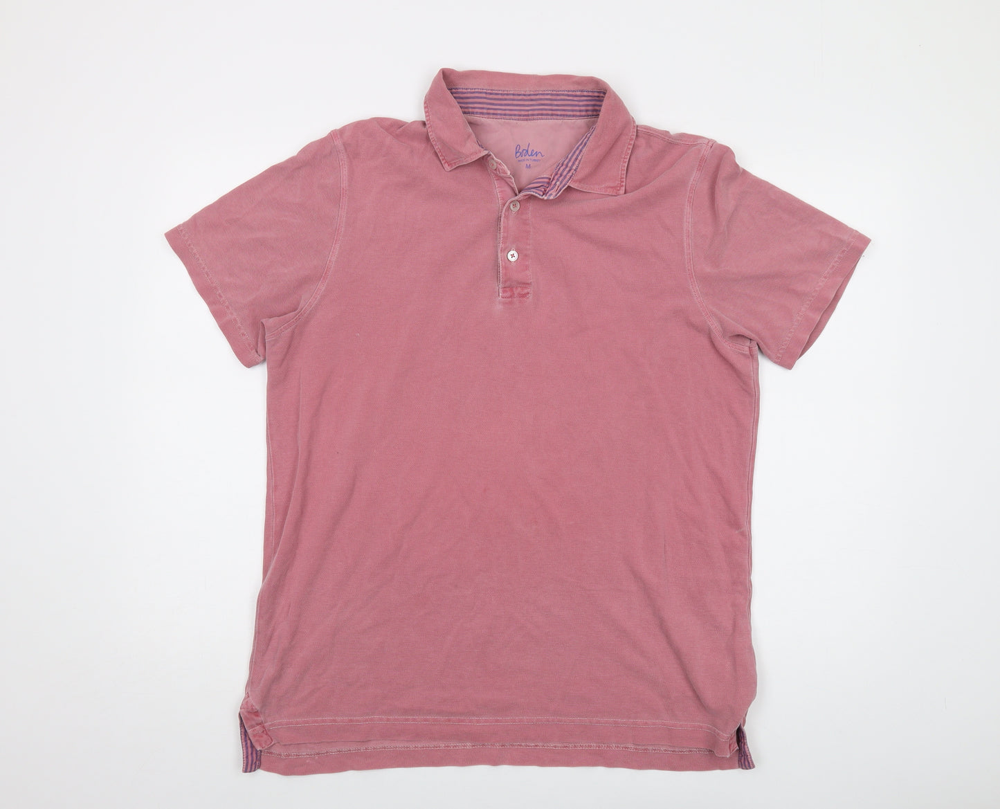 Boden Mens Pink Cotton Polo Size M Collared Button