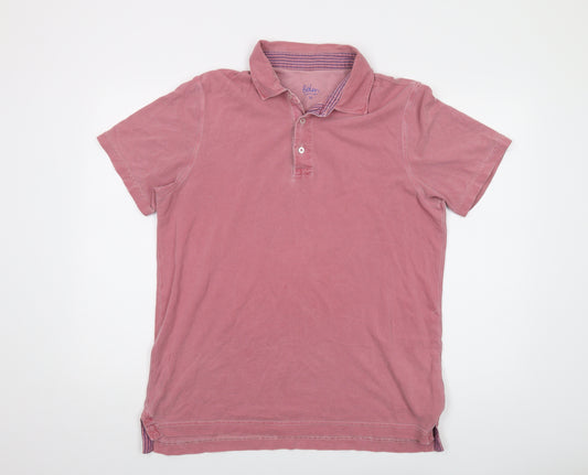 Boden Mens Pink Cotton Polo Size M Collared Button