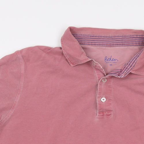 Boden Mens Pink Cotton Polo Size M Collared Button