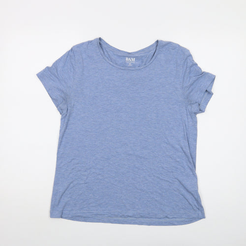 Bam Womens Blue Viscose Basic T-Shirt Size 12 Crew Neck