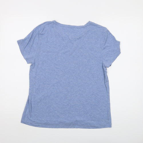 Bam Womens Blue Viscose Basic T-Shirt Size 12 Crew Neck