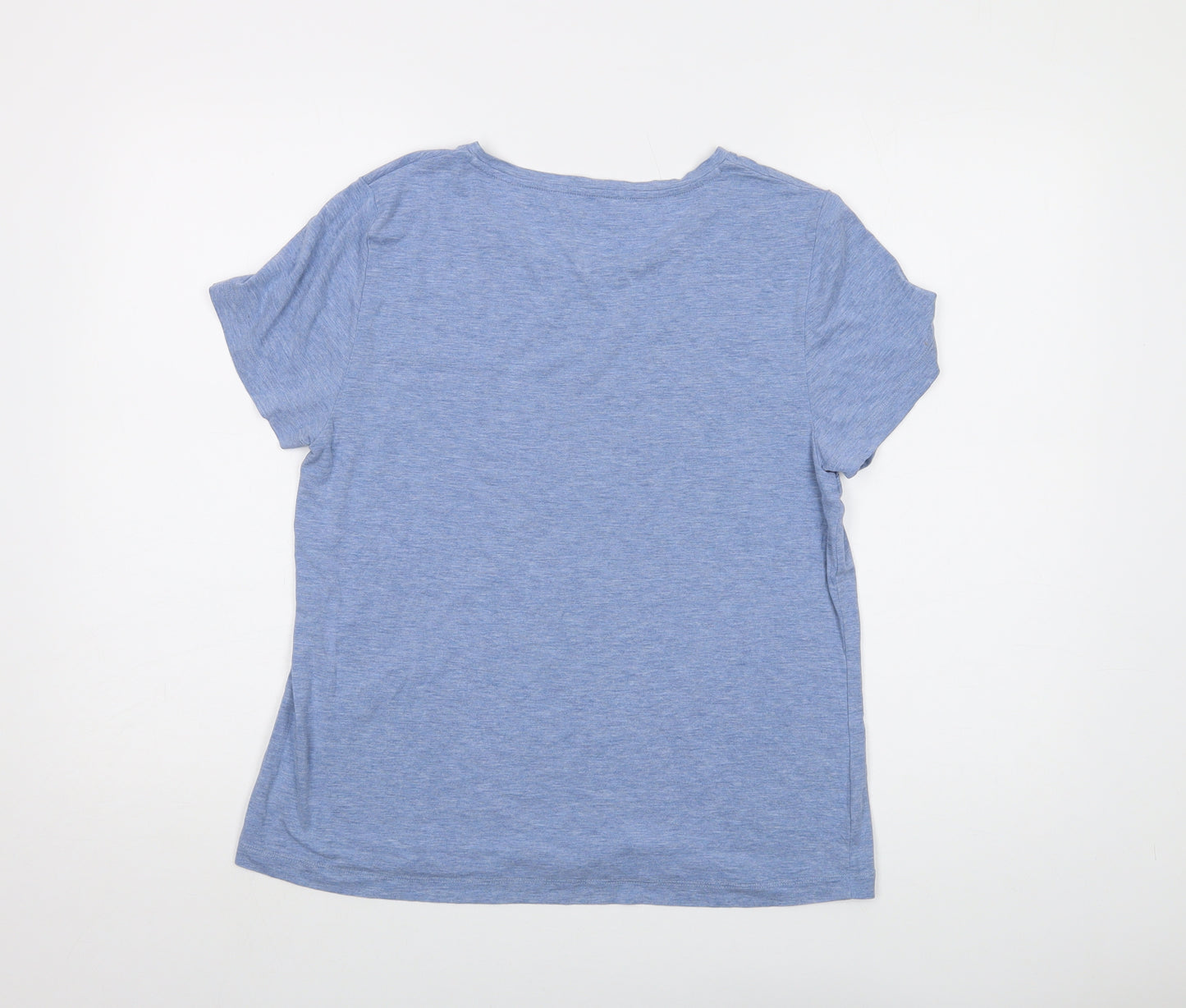 Bam Womens Blue Viscose Basic T-Shirt Size 12 Crew Neck