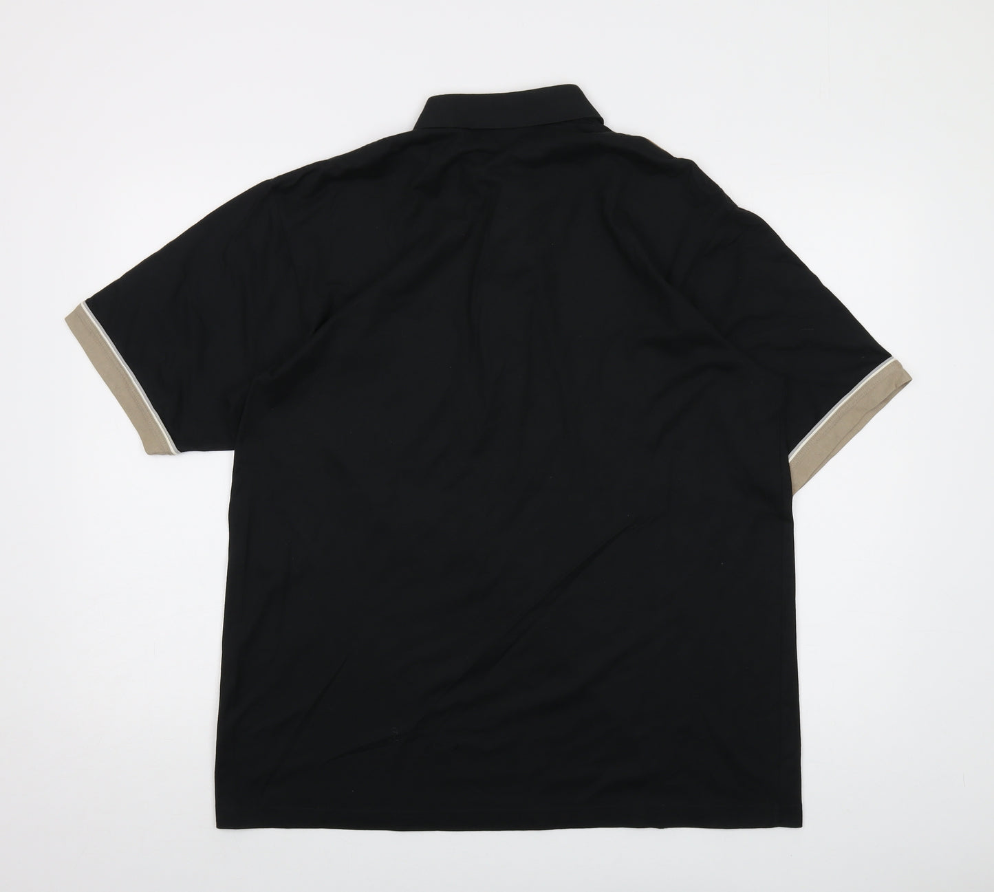 Pierre Sangan Mens Black Cotton Polo Size L Collared Button