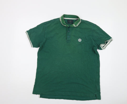 Henri Lloyd Mens Green Cotton Polo Size L Collared Button