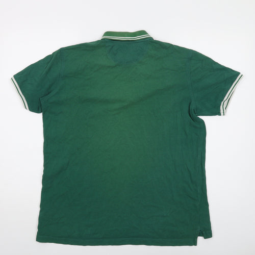 Henri Lloyd Mens Green Cotton Polo Size L Collared Button