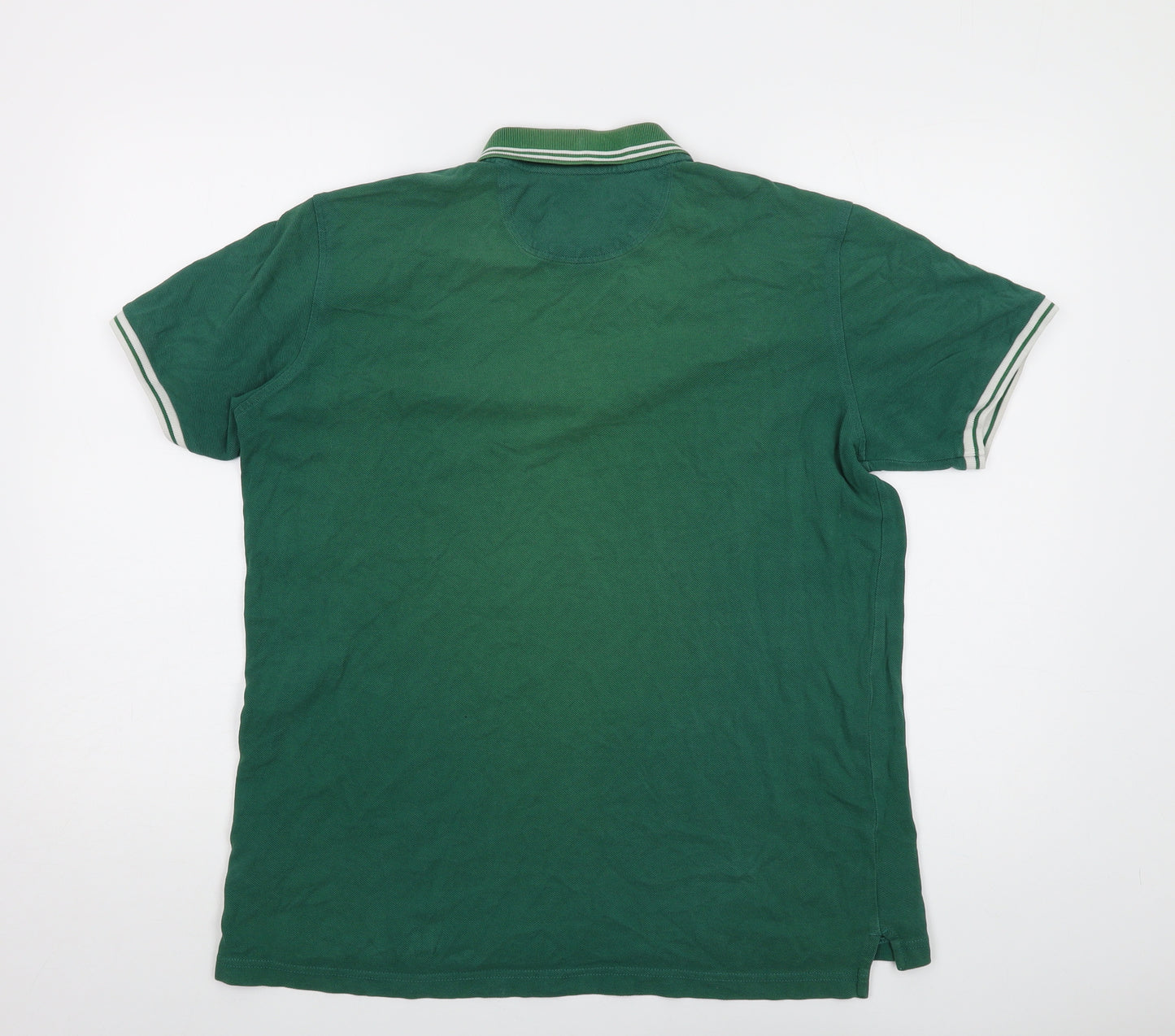 Henri Lloyd Mens Green Cotton Polo Size L Collared Button