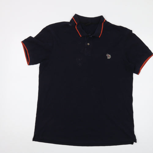 Paul Smith Mens Blue Cotton Polo Size L Collared Button