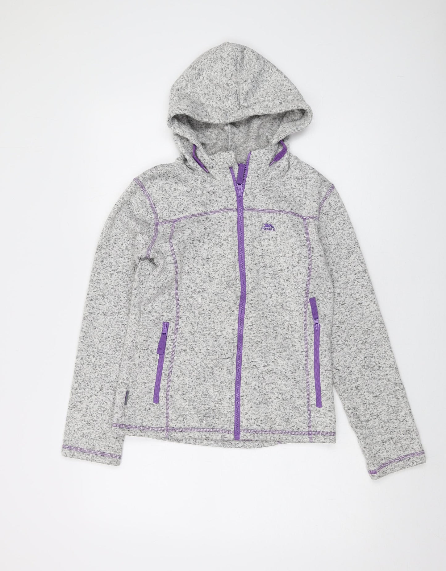 Mountain Warehouse Girls Grey Polyester Full Zip Hoodie Size 11-12 Years Zip