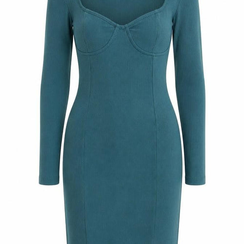 Brave Soul Womens Green Cotton Bodycon Size XS V-Neck Pullover