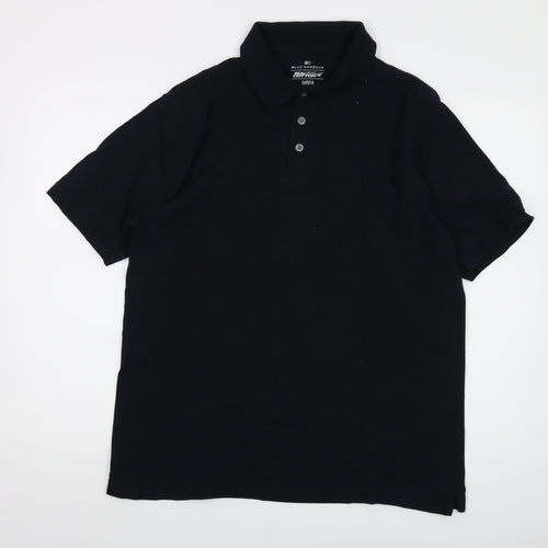 Blue Harbour Mens Blue Cotton Polo Size L Collared Button