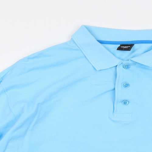 Cotton Traders Mens Blue Cotton Polo Size L Collared Button