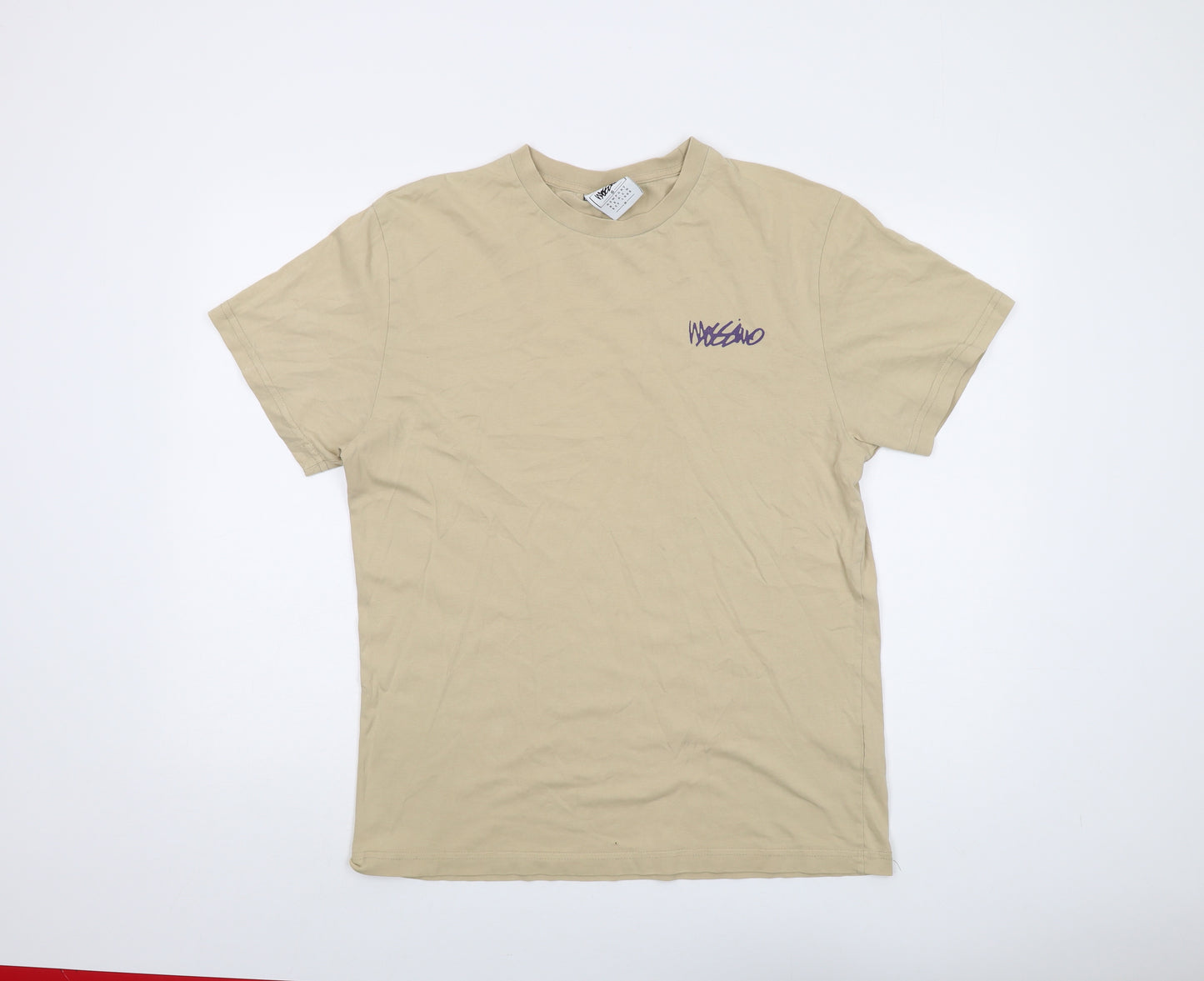 Mossimo Mens Beige Cotton T-Shirt Size M Crew Neck