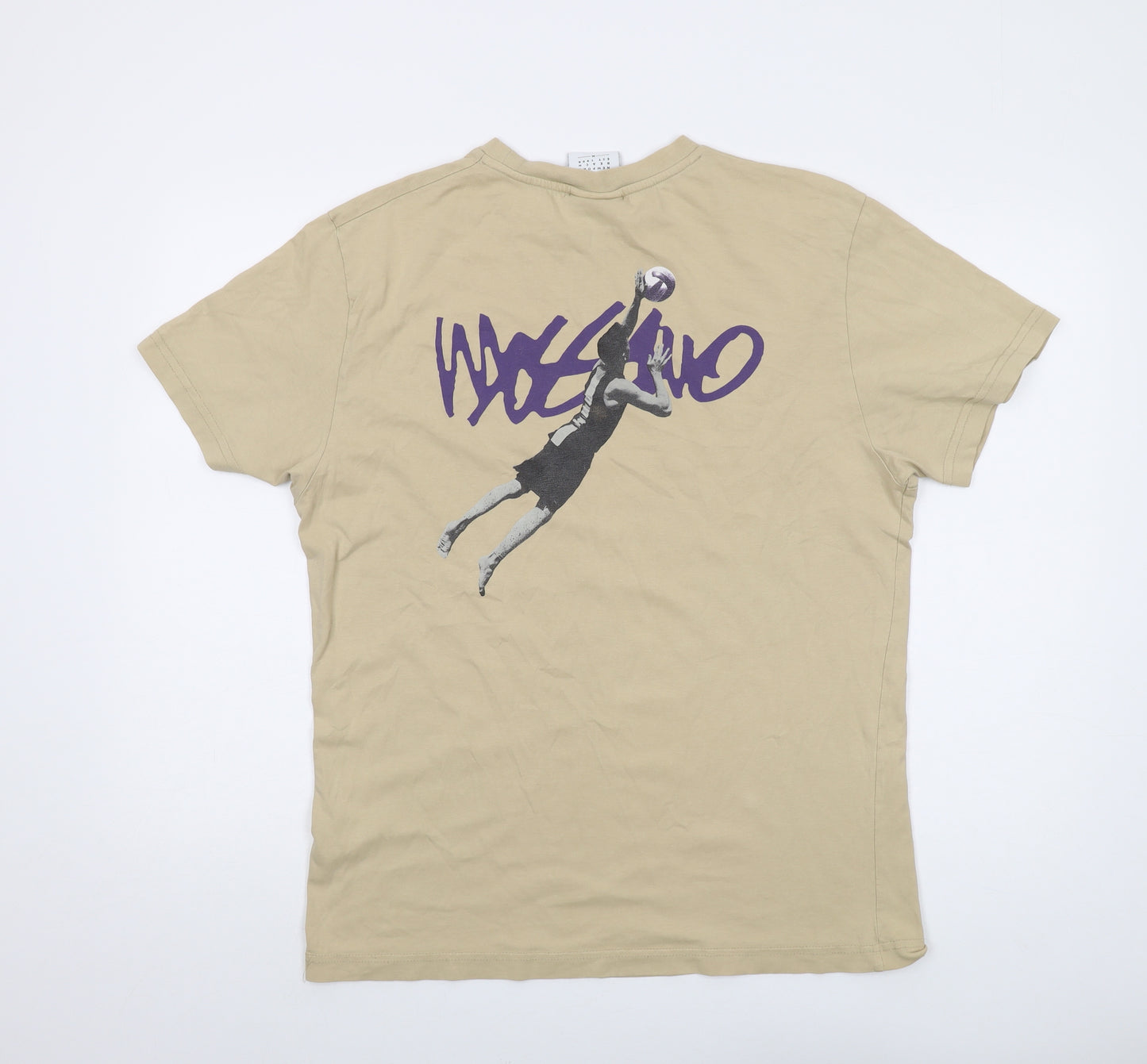 Mossimo Mens Beige Cotton T-Shirt Size M Crew Neck