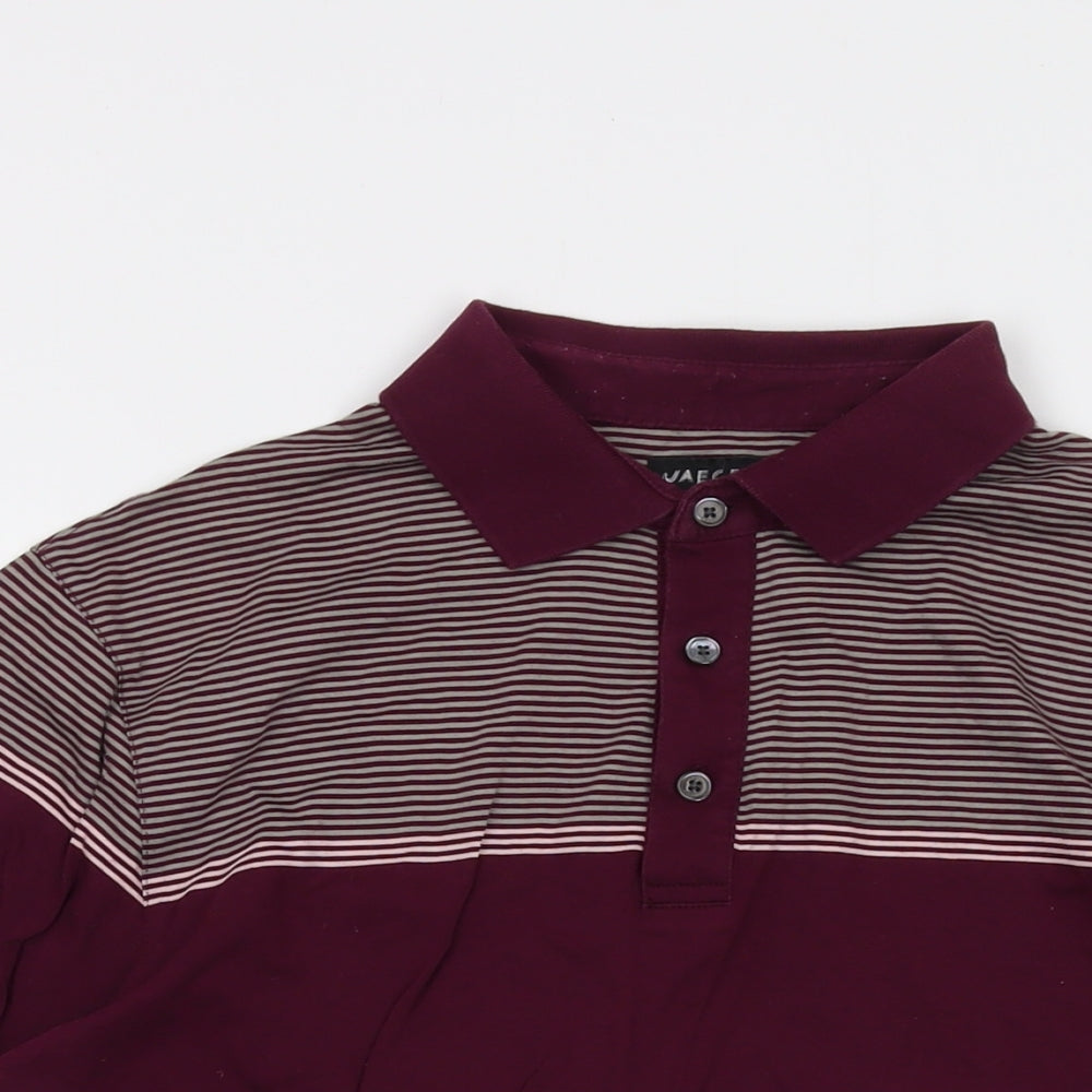 Jaeger Mens Purple Striped Cotton Polo Size M Collared Button