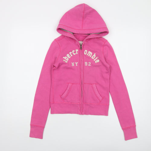 Abercrombie & Fitch Girls Pink Cotton Full Zip Hoodie Size S Zip