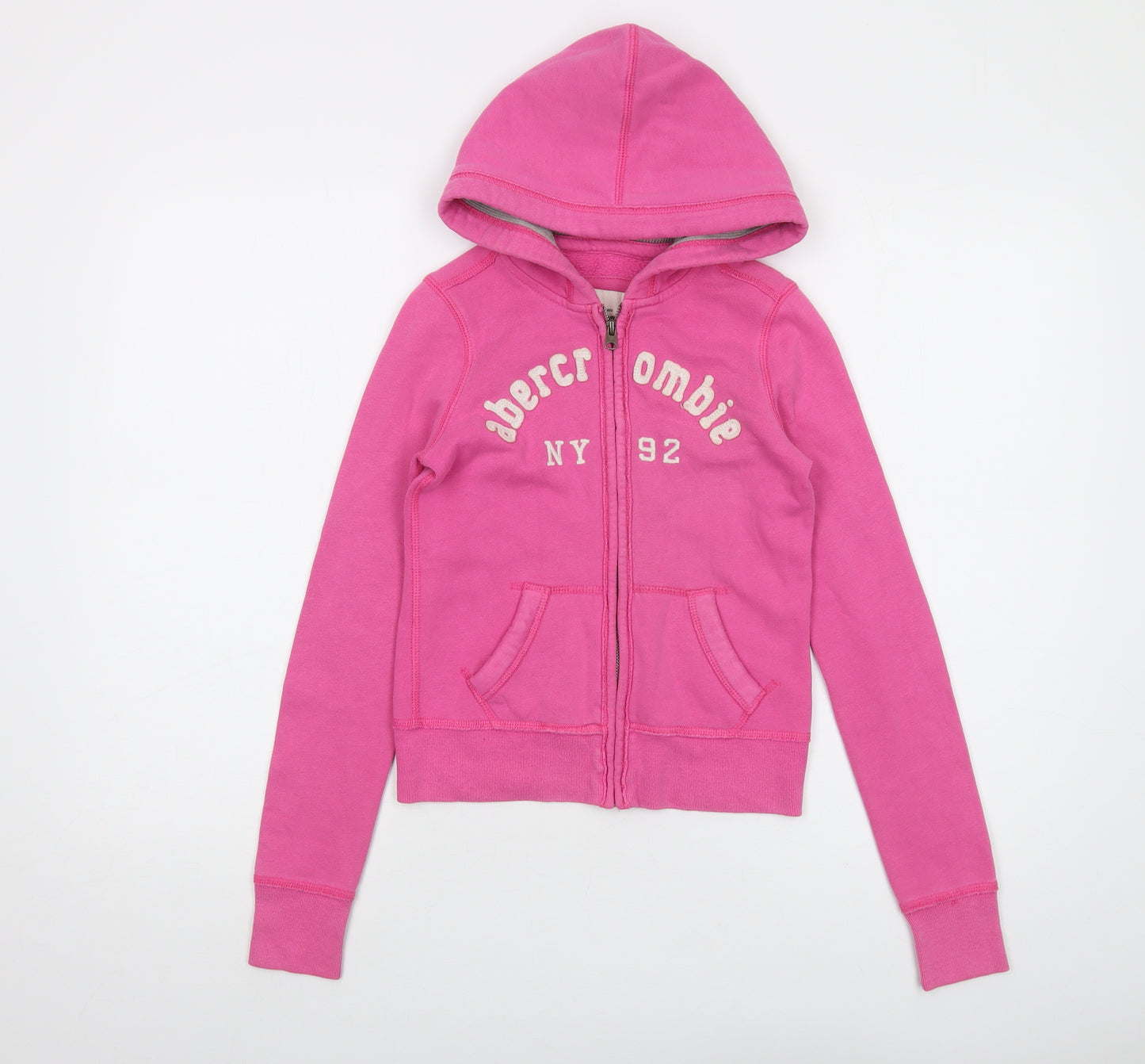 Abercrombie & Fitch Girls Pink Cotton Full Zip Hoodie Size S Zip