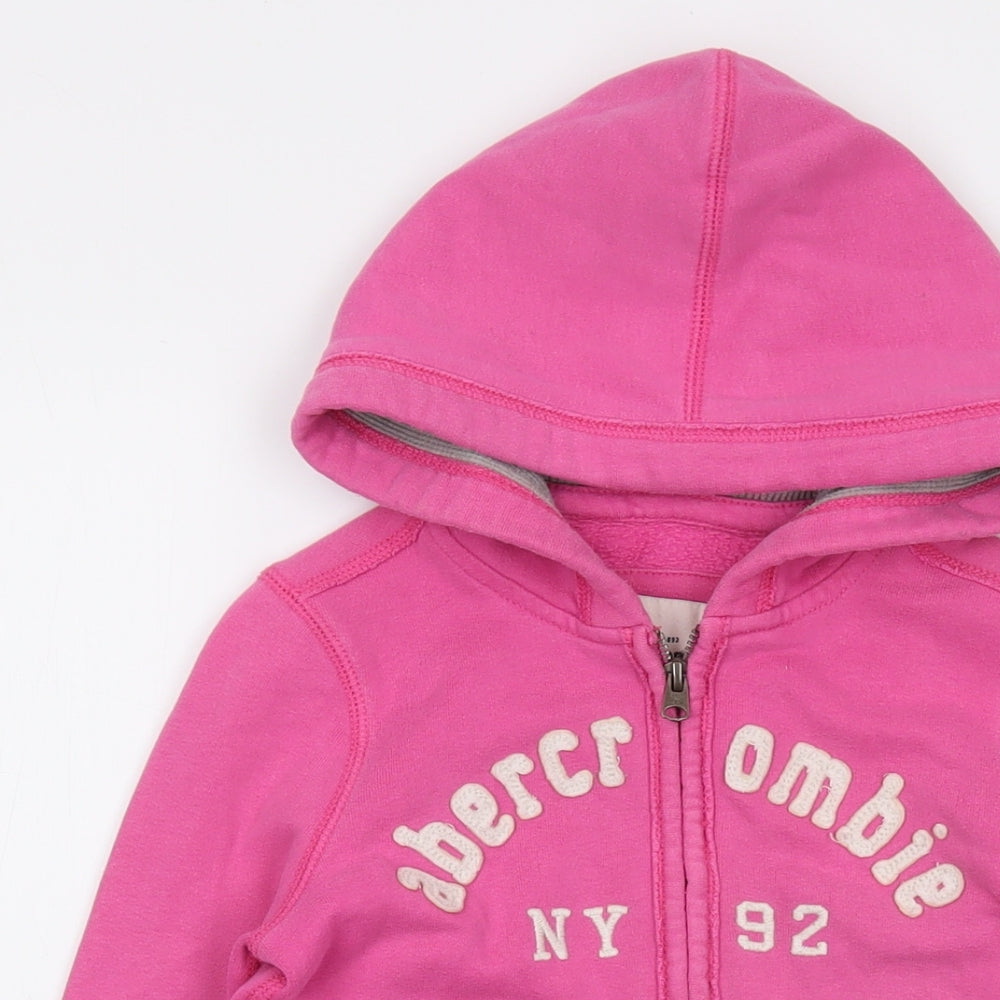 Abercrombie & Fitch Girls Pink Cotton Full Zip Hoodie Size S Zip