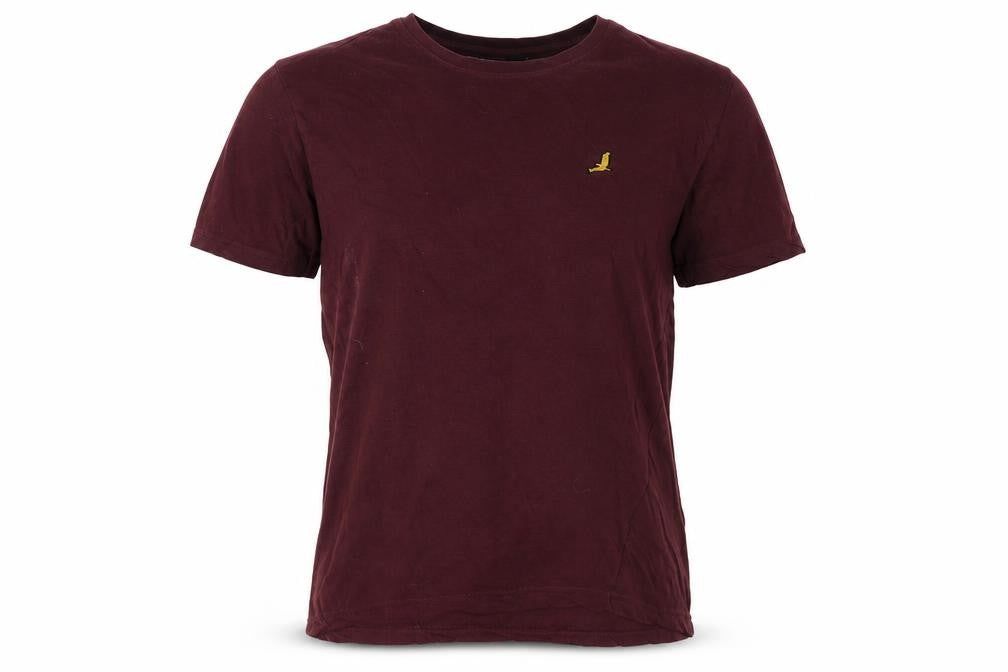 Front view of Brave Soul women’s red cotton basic t-shirt, size S, crew neck