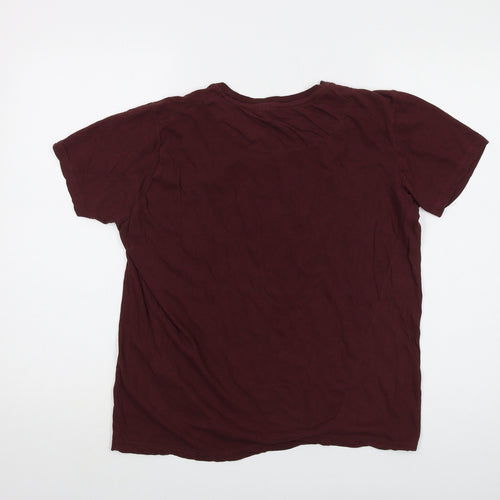 Brave Soul Womens Red Cotton Basic T-Shirt Size S Crew Neck