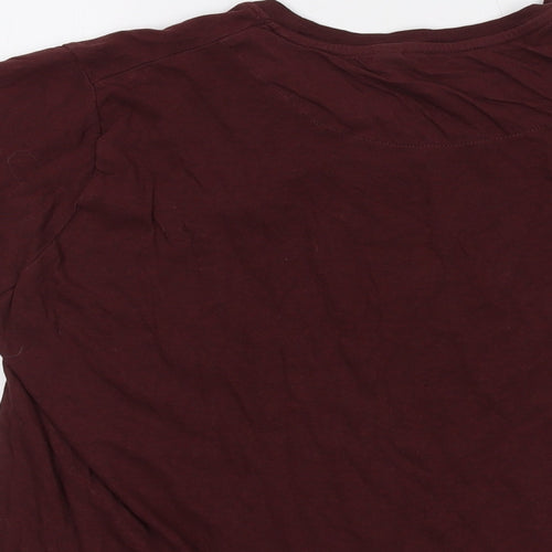 Brave Soul Womens Red Cotton Basic T-Shirt Size S Crew Neck