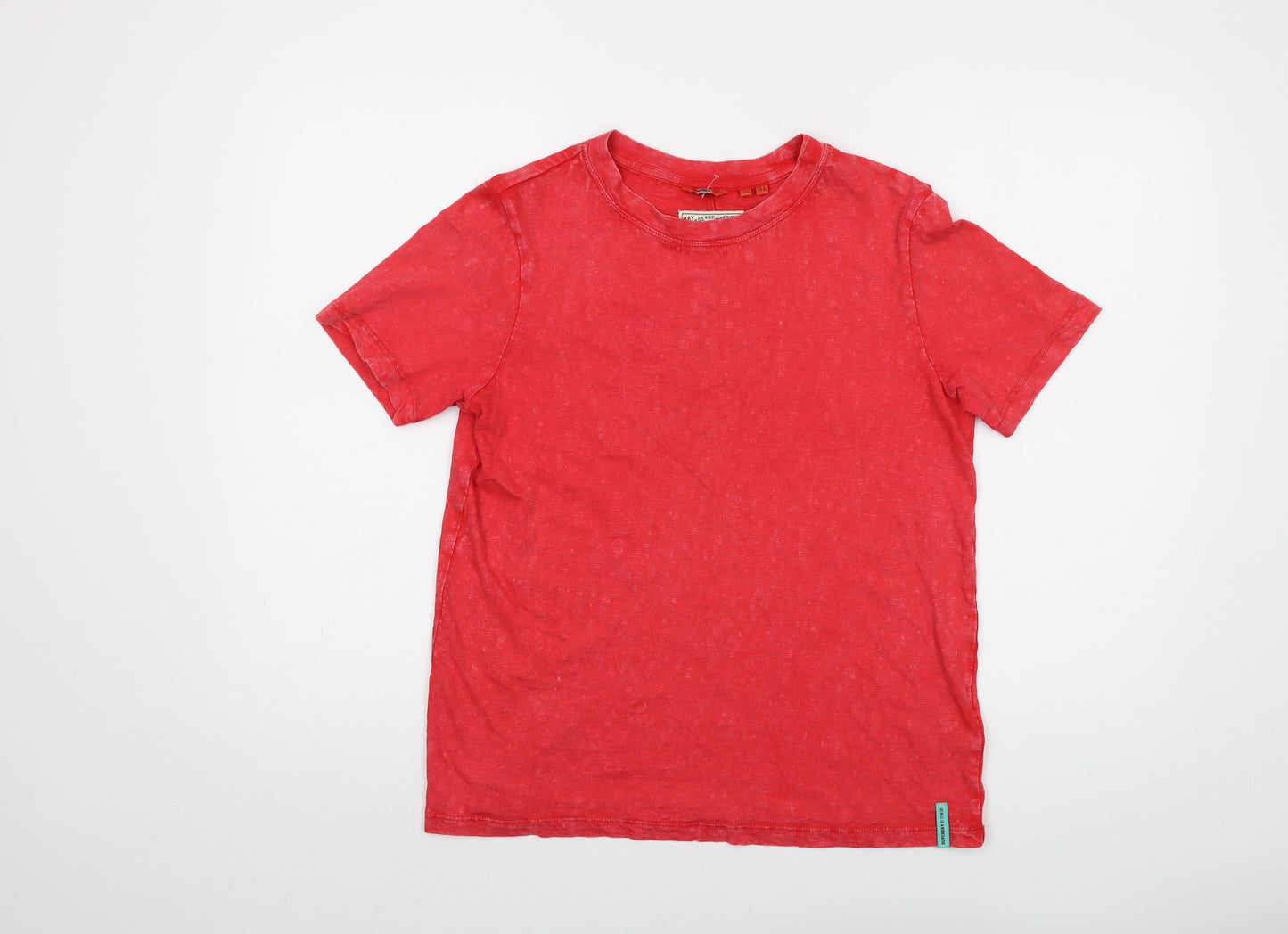 Superdry Womens Red Cotton Basic T-Shirt Size 8 Crew Neck