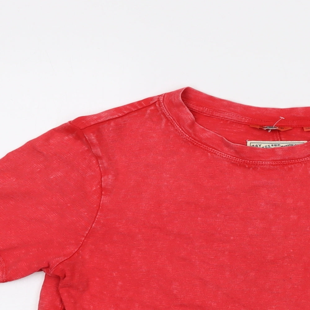 Superdry Womens Red Cotton Basic T-Shirt Size 8 Crew Neck