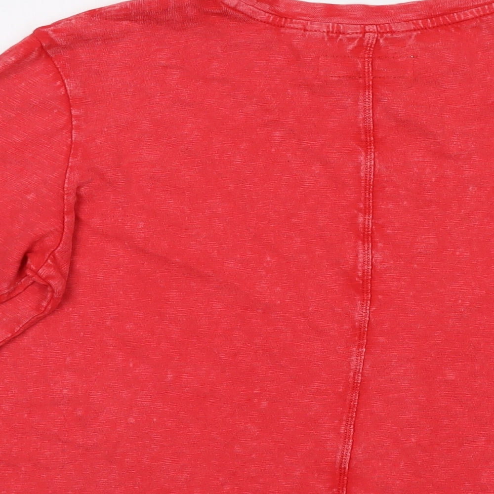 Superdry Womens Red Cotton Basic T-Shirt Size 8 Crew Neck