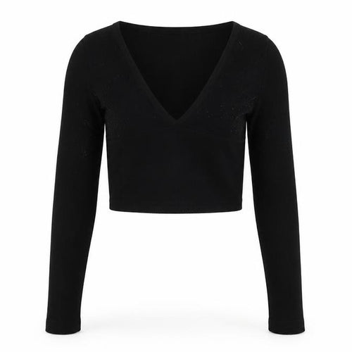 Urban Outfitters Womens Black Polyamide Cropped T-Shirt Size XS V-Neck