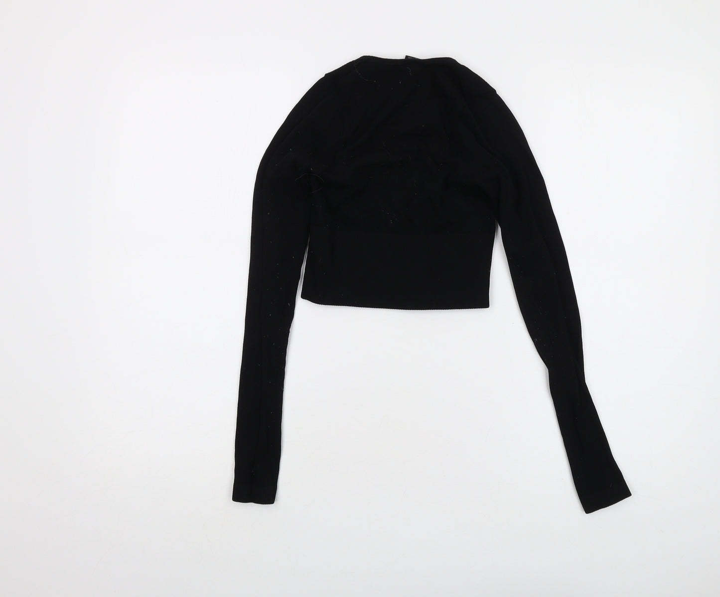 Urban Outfitters Womens Black Polyamide Cropped T-Shirt Size XS V-Neck