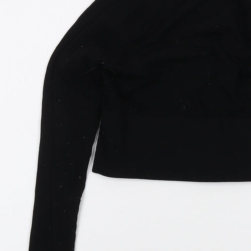 Urban Outfitters Womens Black Polyamide Cropped T-Shirt Size XS V-Neck