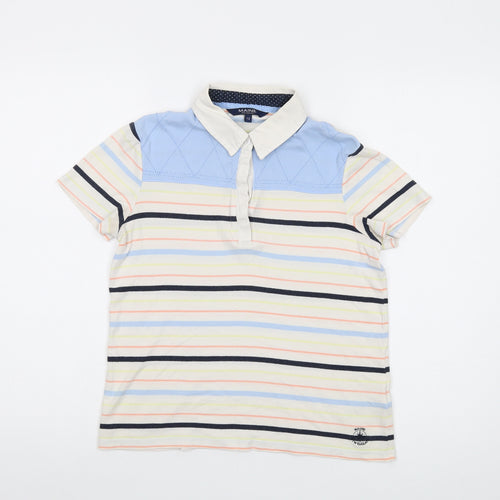 Maine Womens Multicoloured Striped Cotton Basic Polo Size 12 Collared