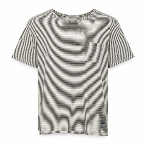 The Academy Brand Mens Beige Striped Cotton T-Shirt Size 2XL Round Neck