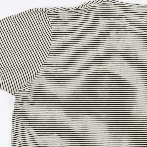 The Academy Brand Mens Beige Striped Cotton T-Shirt Size 2XL Round Neck