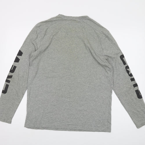 Converse Mens Grey Cotton T-Shirt Size M Round Neck