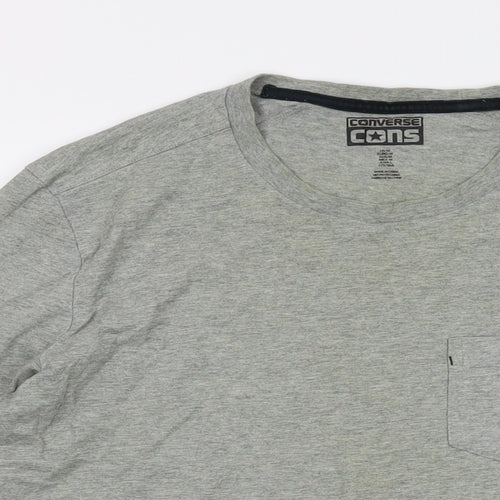 Converse Mens Grey Cotton T-Shirt Size M Round Neck