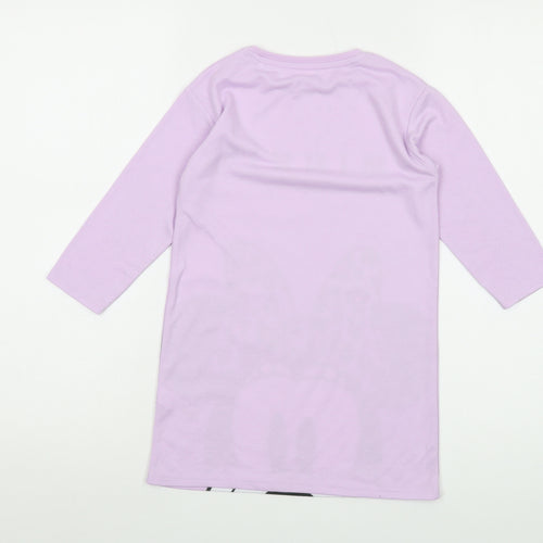 Disney Girls Purple Polyester Basic T-Shirt Size 4-5 Years Crew Neck Pullover - Minnie Mouse