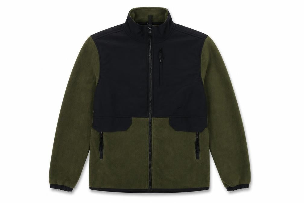 Front view of Nerve men’s green jacket, size M, zip