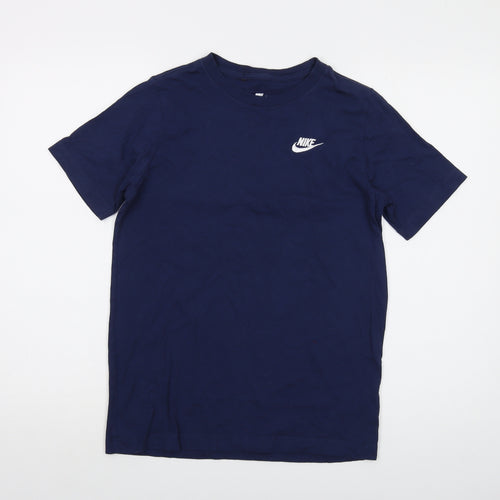 Nike Boys Blue Cotton Basic T-Shirt Size 11-12 Years Crew Neck Pullover