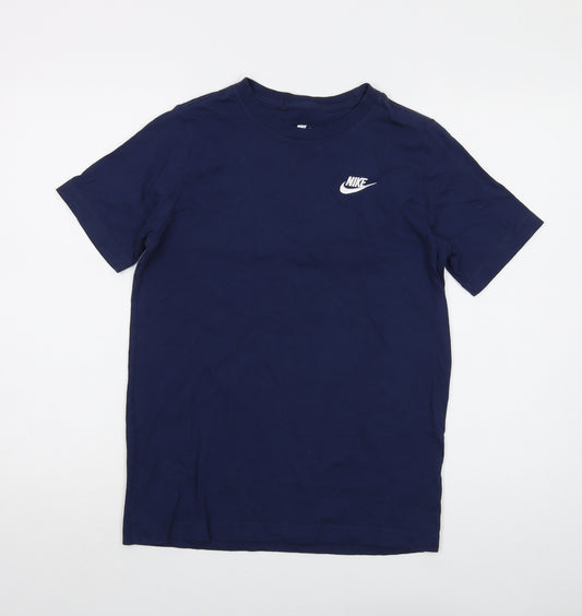 Nike Boys Blue Cotton Basic T-Shirt Size 11-12 Years Crew Neck Pullover