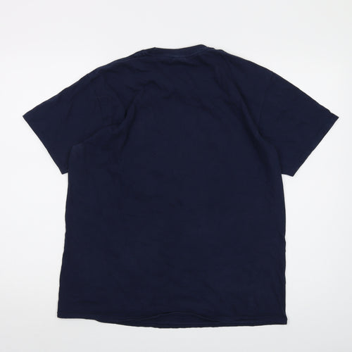 Reynholm Mens Blue Cotton T-Shirt Size L Crew Neck