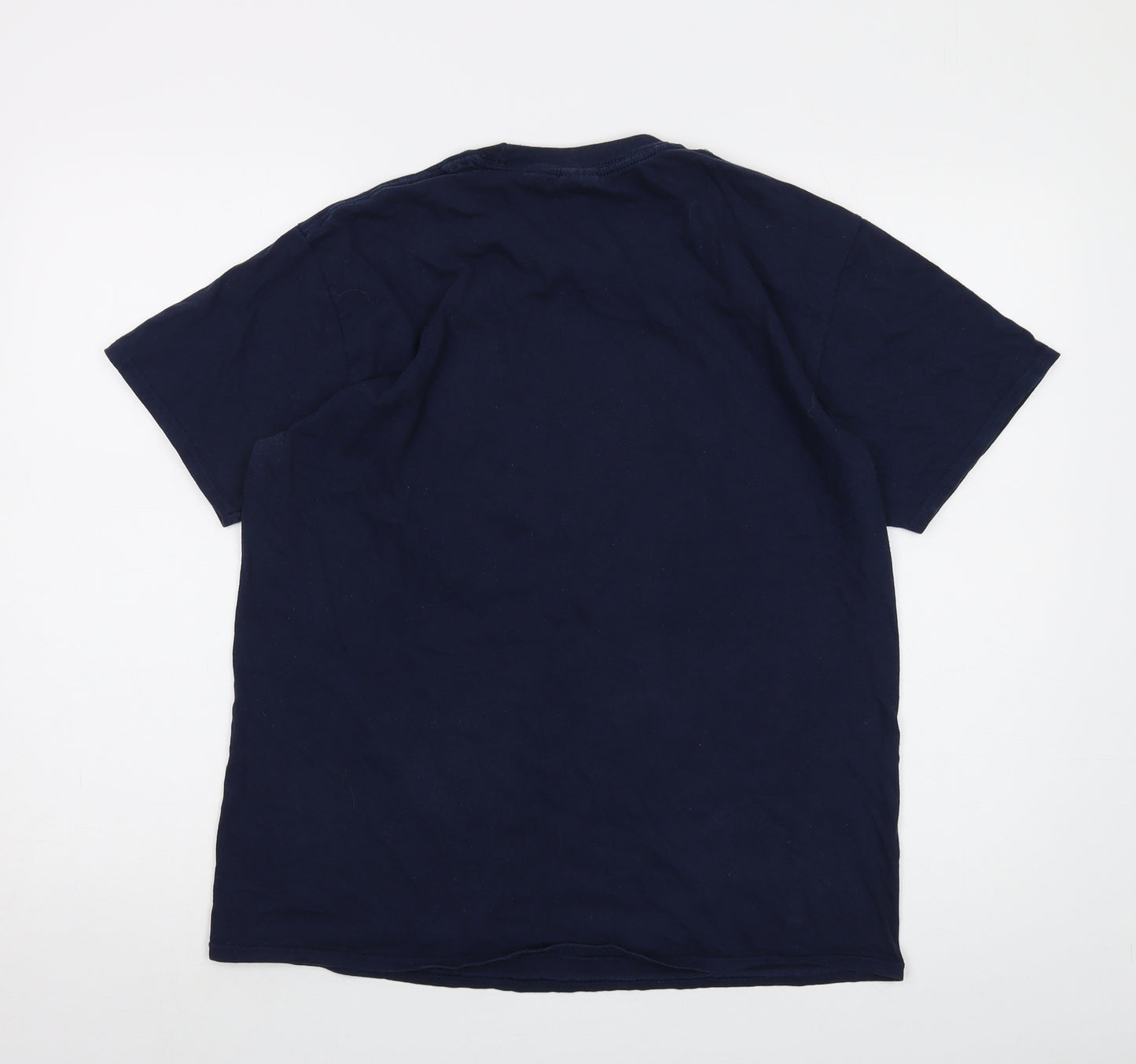 Reynholm Mens Blue Cotton T-Shirt Size L Crew Neck