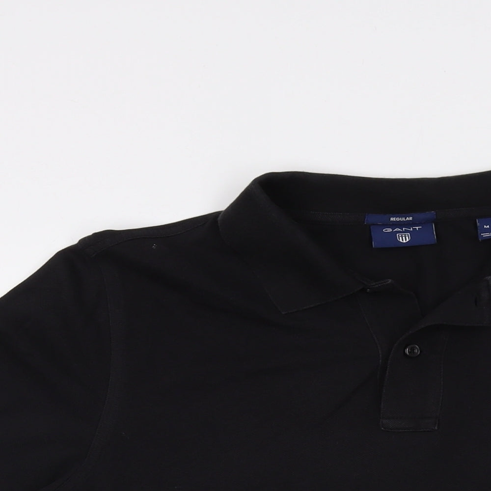 GANT Mens Black Cotton Polo Size M Collared Button