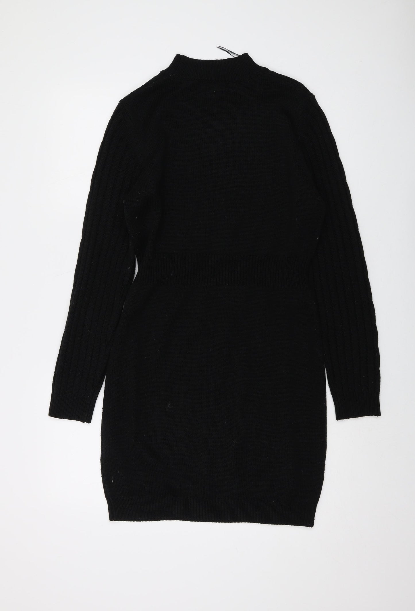 Brave Soul Womens Black Acrylic Jumper Dress Size M Mock Neck Pullover